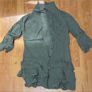 Forever 21 Forest Green Ruffled Dress